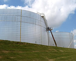 the outside of a silo-like structure